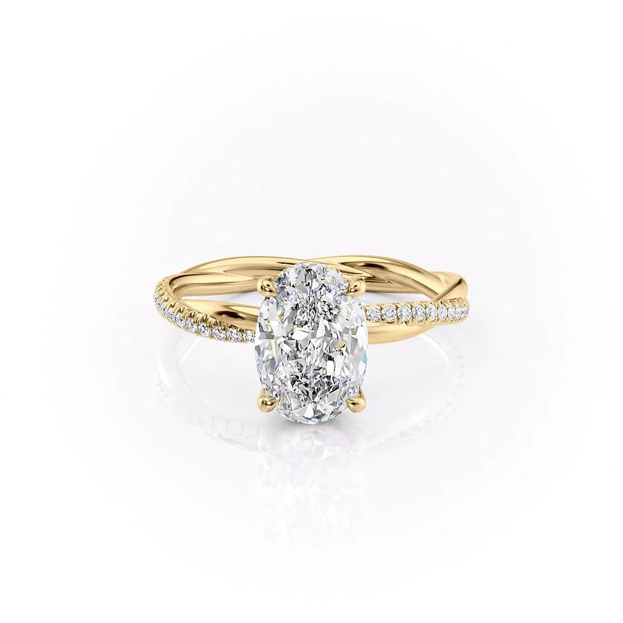 The Sunny Set With Oval Pave Lab Diamond 1 Carat 14K Gold#material_14k-gold