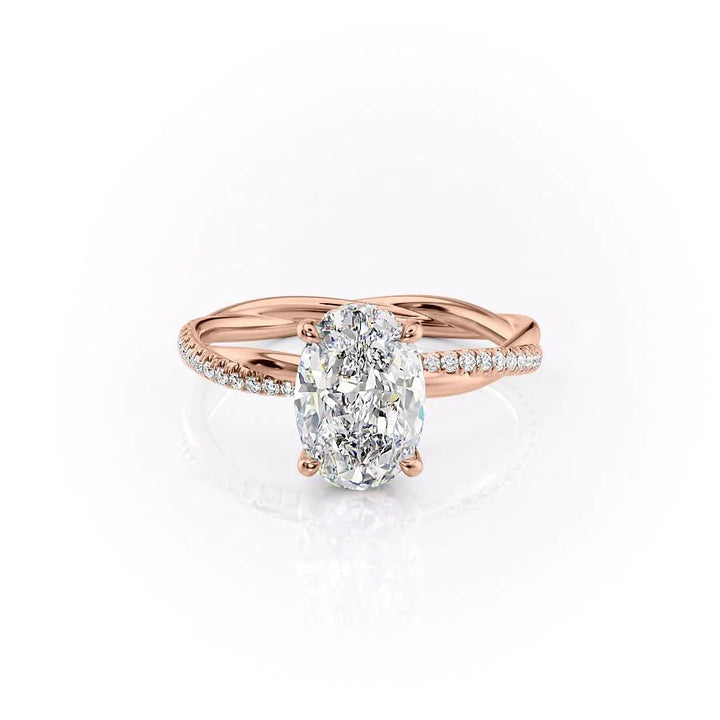 The Sunny Set With Oval Pave Lab Diamond 1 Carat 14K Rose#material_14k-rose