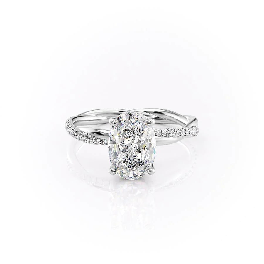 The Sunny Set With Oval Pave Lab Diamond 1 Carat 14K White#material_14k-white