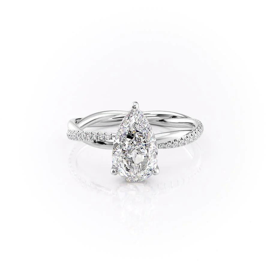 The Sunny Set With Pear Pave Lab Diamond 1 Carat 14K White#material_14k-white