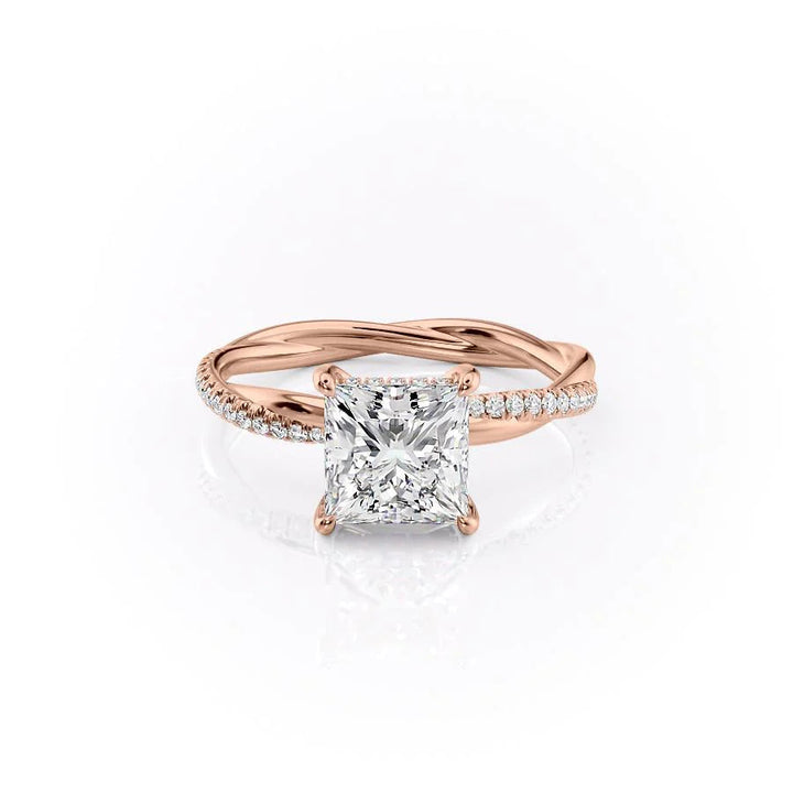 The Sunny Set With Princess Pave Lab Diamond 1 Carat 14K Rose#material_14k-rose