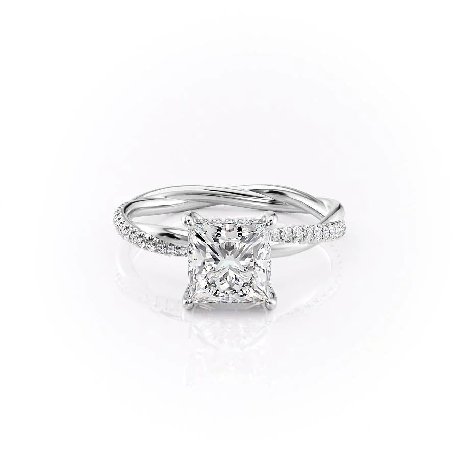 The Sunny Set With Princess Pave Lab Diamond 1 Carat 14K White#material_14k-white