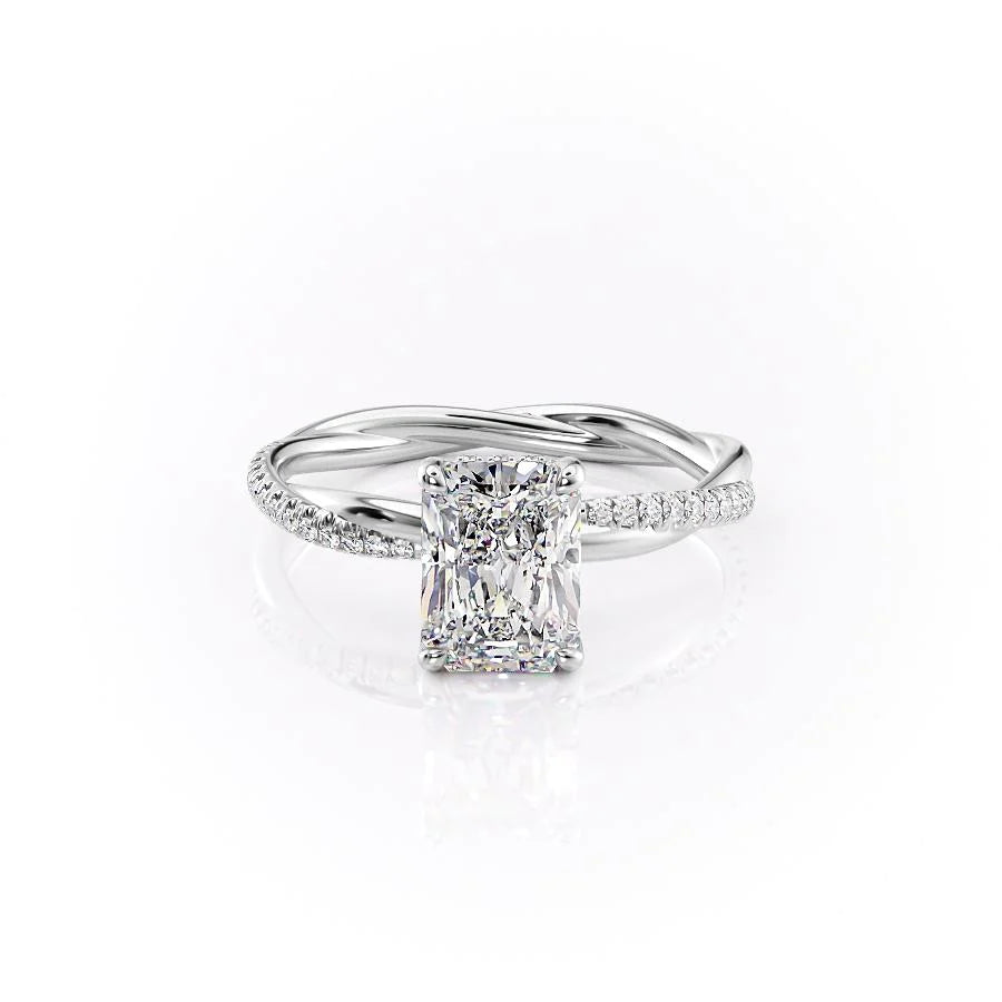 The Sunny Set With Radiant Pave Lab Diamond 1 Carat 14K White#material_14k-white