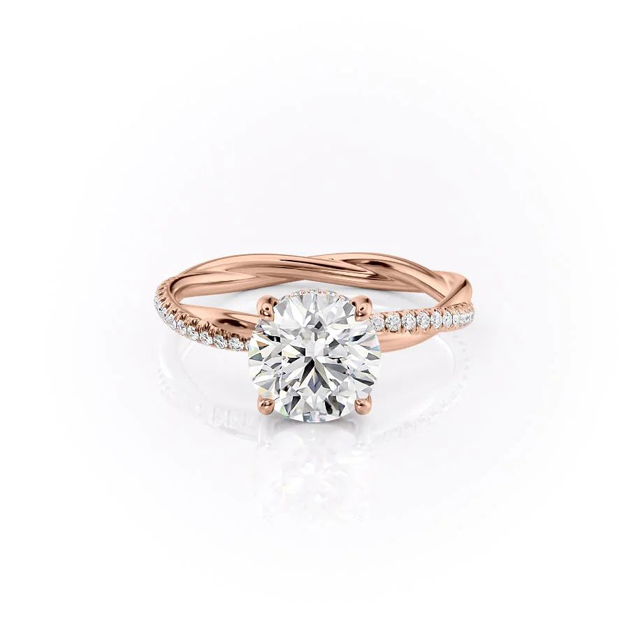 The Sunny Set With Round Pave Lab Diamond 1 Carat 14K Rose#material_14k-rose