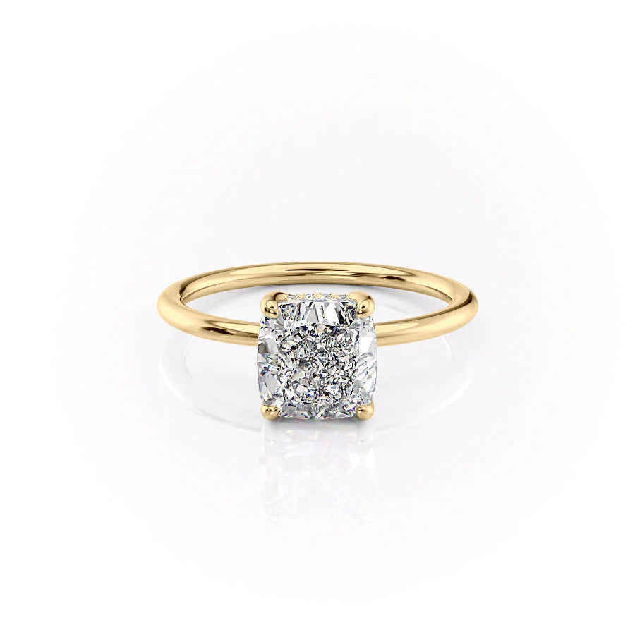 The Sydney Set With Cushion Solitaire Lab Diamond 1 Carat 14K Gold#material_14k-gold