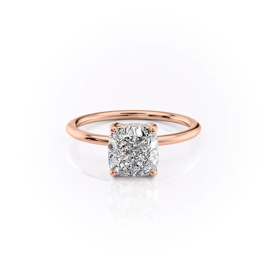 The Sydney Set With Cushion Solitaire Lab Diamond 1 Carat 14K Rose#material_14k-rose