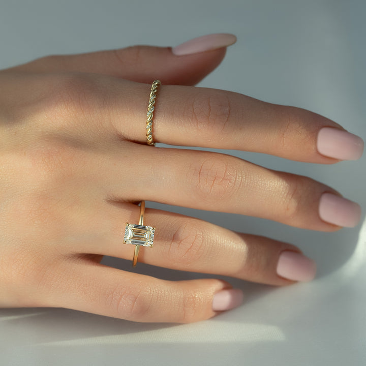 The Sydney Emerald Lab Diamond Moissanite Engagement Ring *Shown with 2 ct #material_gold