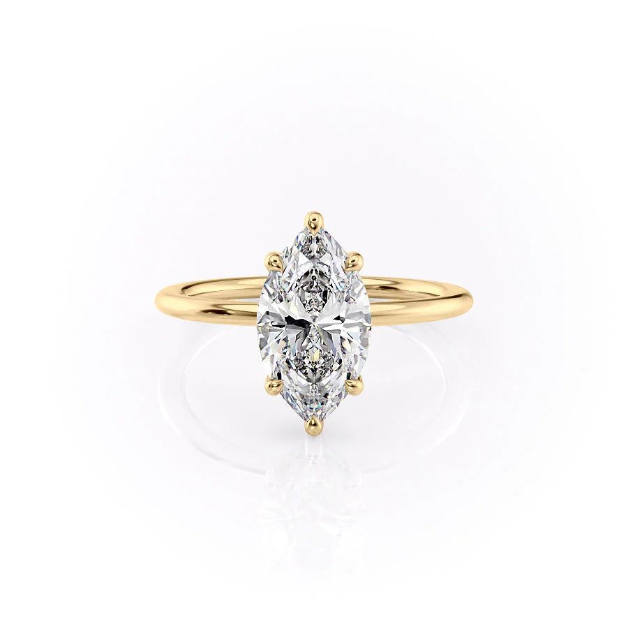 The Sydney Set With Marquise Solitaire Lab Diamond 1 Carat 14K Gold#material_14k-gold