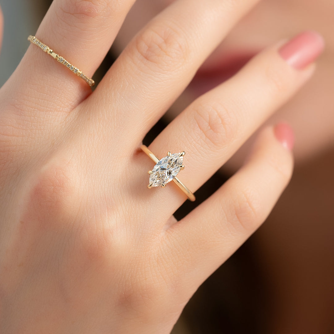 The Sydney Marquise Lab Diamond Moissanite Engagement Ring