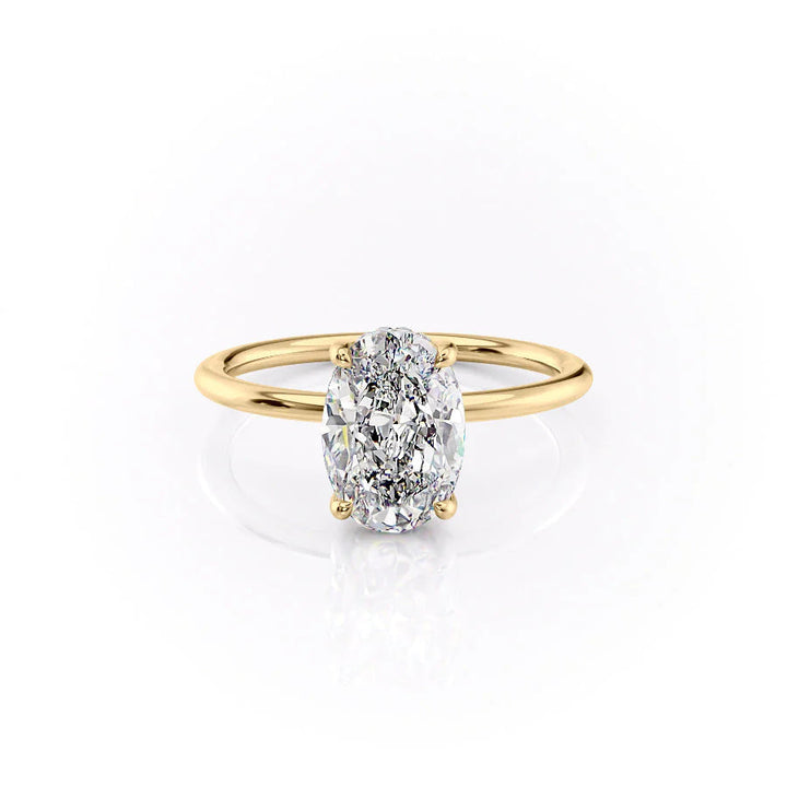 The Sydney Set With Oval Solitaire Lab Diamond 1 Carat 14K Gold#material_14k-gold