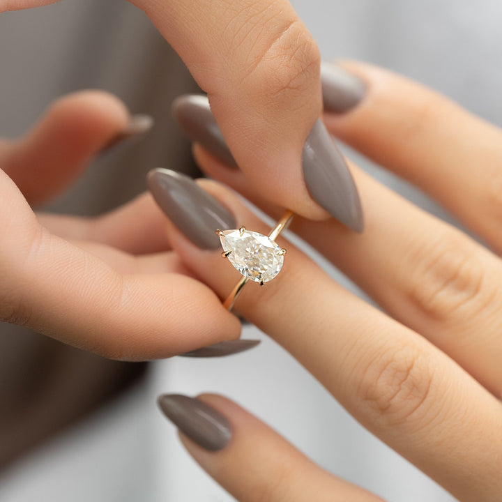 The Sydney Set With Pear Solitaire Lab Diamond 1 Carat 14K Gold#material_14k-gold