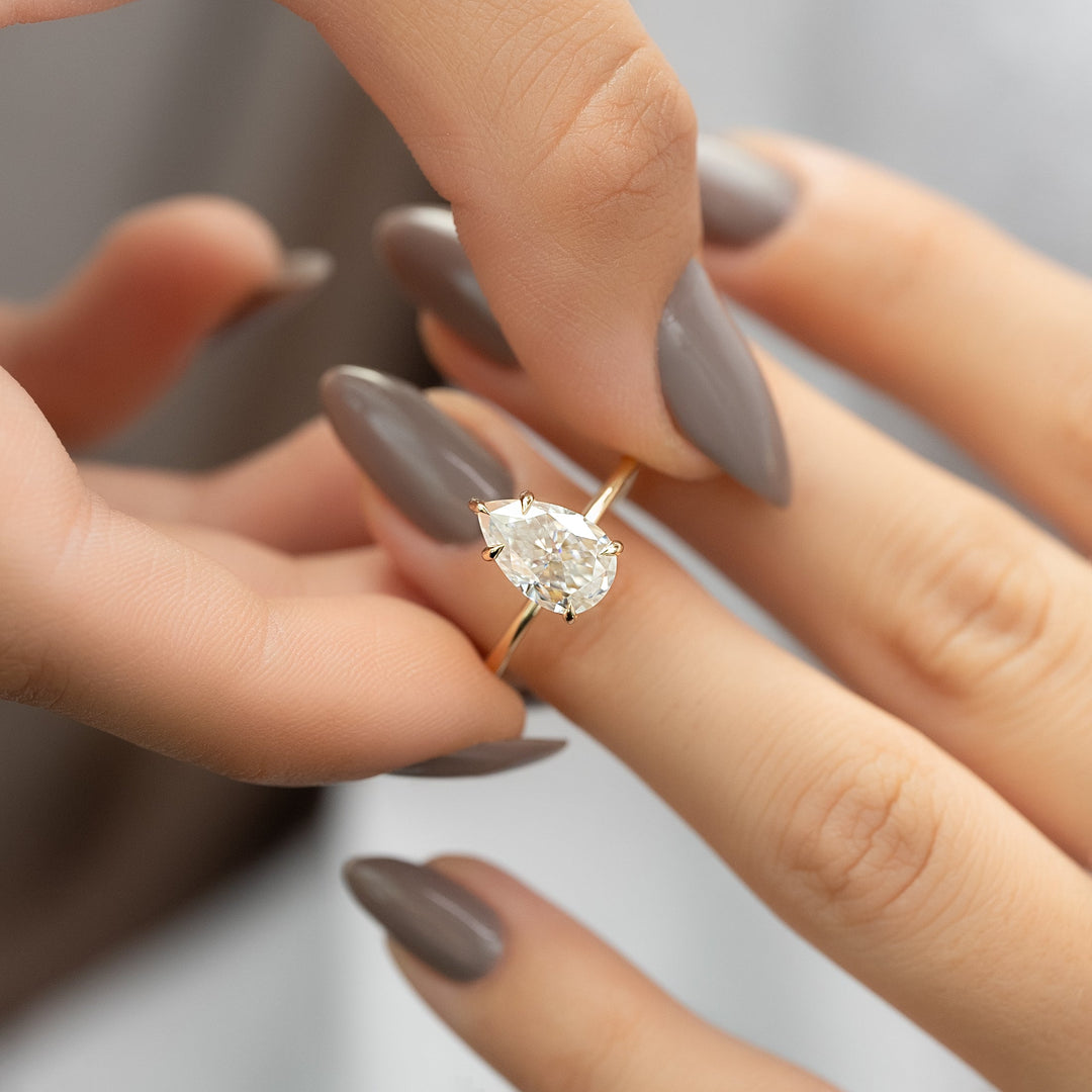 The Sydney Pear Lab Diamond Moissanite Engagement Ring