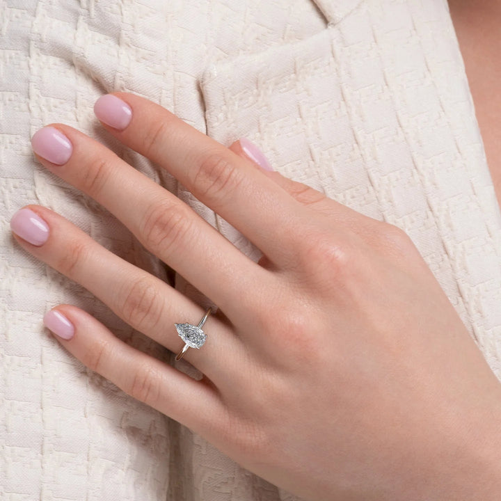 The Sydney Pear Lab Diamond Moissanite Engagement Ring *Shown with 2 ct #material_white