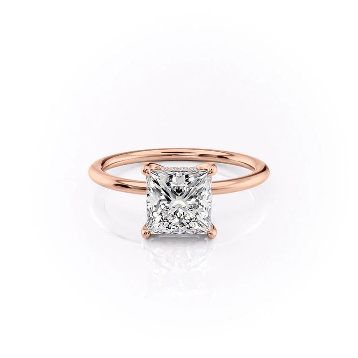 The Sydney Set With Princess Solitaire Lab Diamond 1 Carat 14K Rose#material_14k-rose