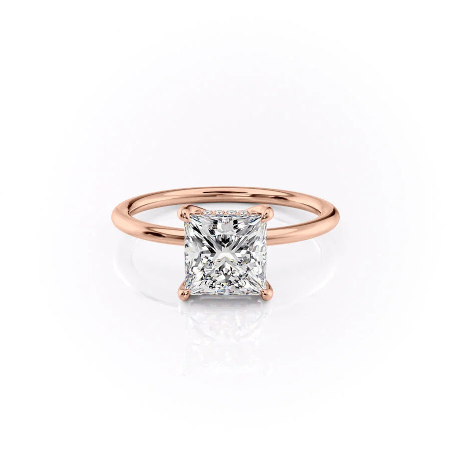 The Sydney Set With Princess Solitaire Moissanite#material_14k-rose