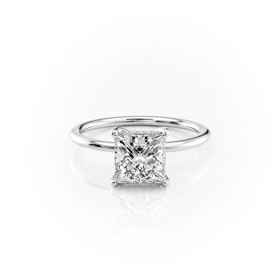 The Sydney Set With Princess Solitaire Lab Diamond 1 Carat 14K White#material_14k-white