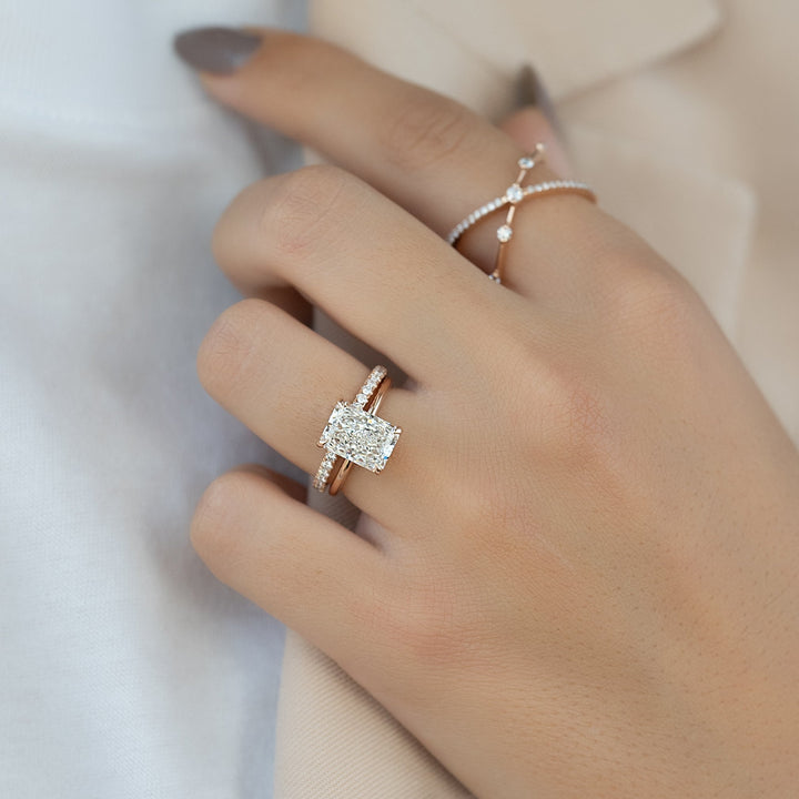 The Sydney Set With Radiant Solitaire Lab Diamond 2 Carat 14K Rose#material_14k-rose