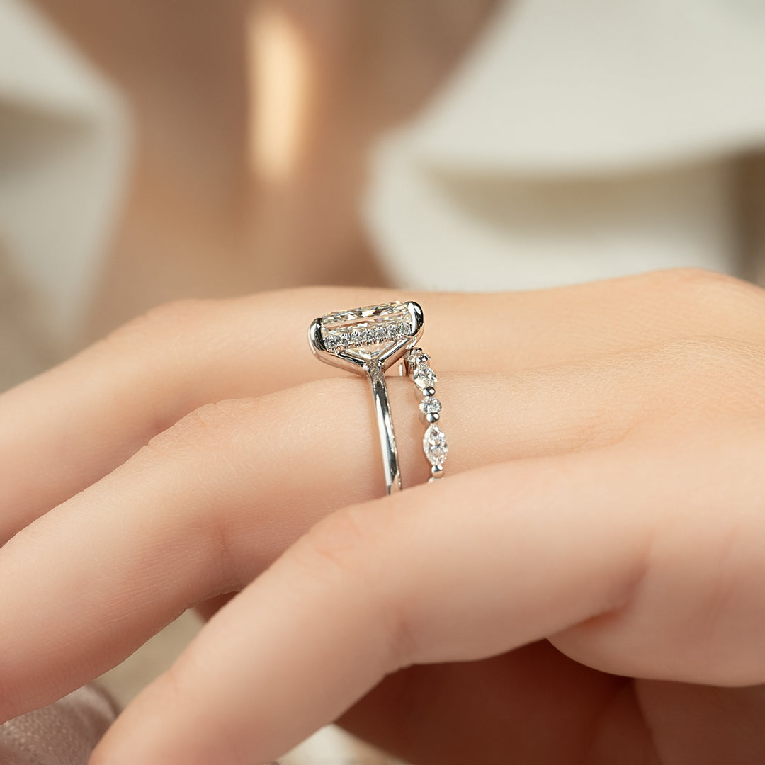 The Sydney Set With Radiant Solitaire Moissanite#material_14k-white