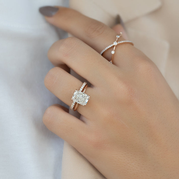The Sydney Radiant Lab Diamond Moissanite Engagement Ring *Shown with 3 ct #material_rose