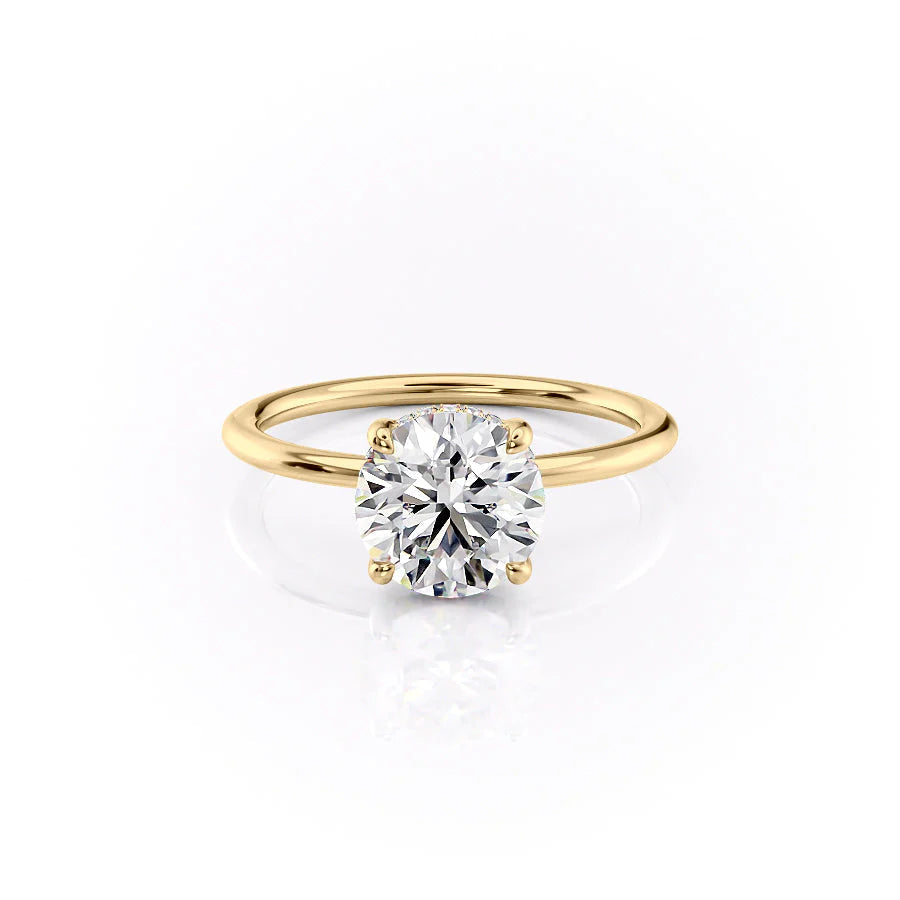 The Sydney Set With Round Solitaire Lab Diamond 1 Carat 14K Gold#material_14k-gold