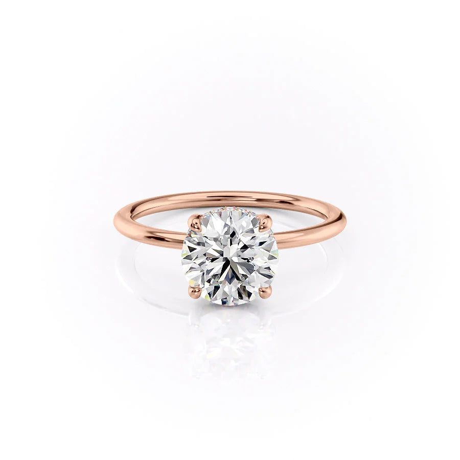 The Sydney Set With Round Solitaire Lab Diamond 1 Carat 14K Rose#material_14k-rose