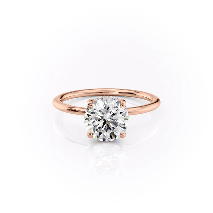 The Sydney Set With Round Solitaire Lab Diamond 1 Carat 14K Rose#material_14k-rose