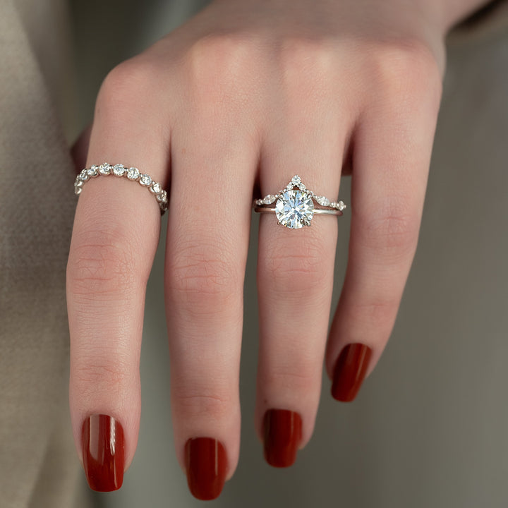 The Sydney Set With Round Solitaire Moissanite#material_14k-white