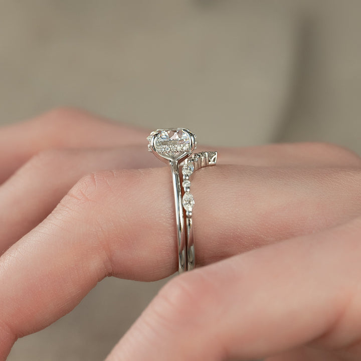 The Sydney Set With Round Solitaire Moissanite#material_14k-white