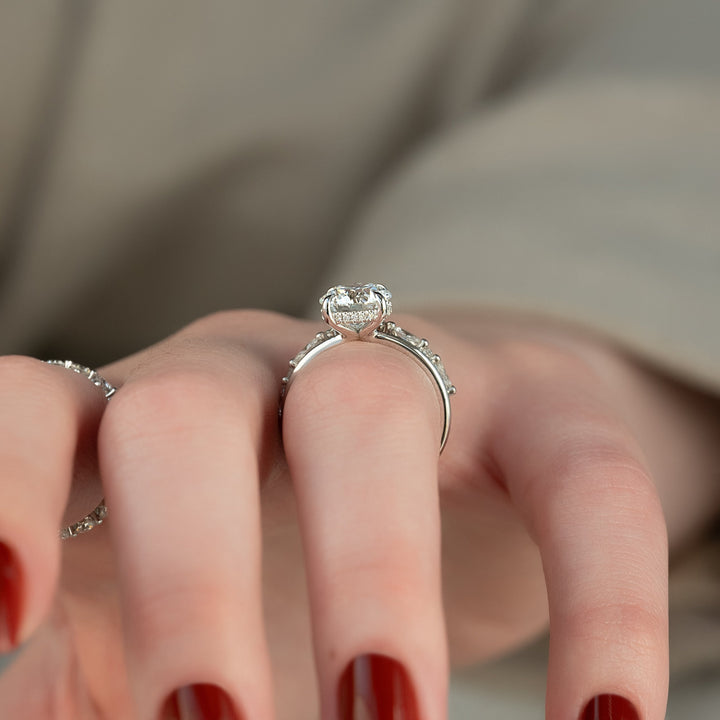 The Sydney Set With Round Solitaire Moissanite#material_14k-white