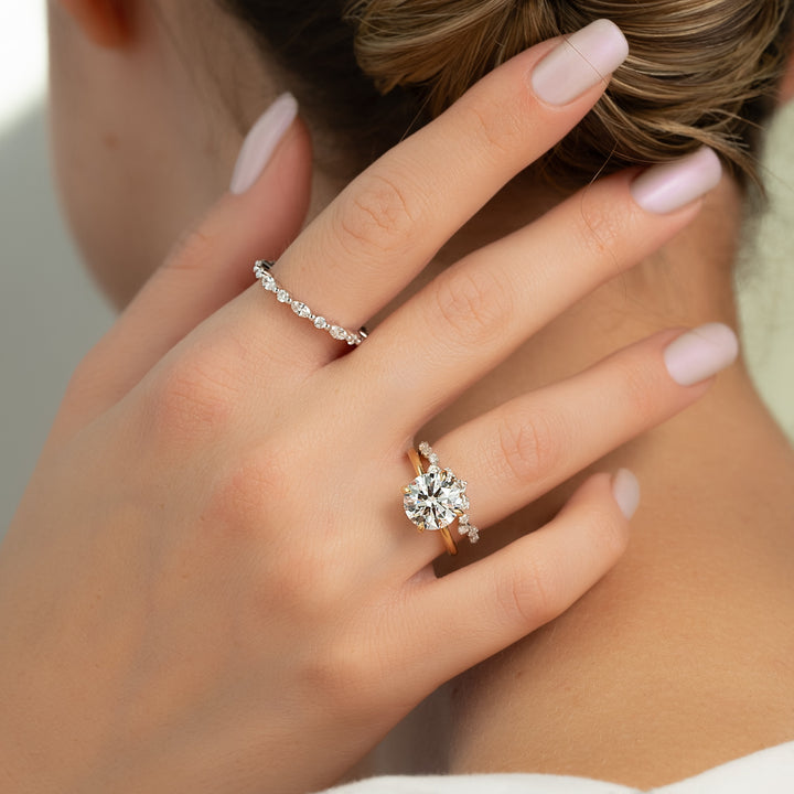 The Sydney Round Lab Diamond Moissanite Engagement Ring *Shown with 3 ct #material_gold