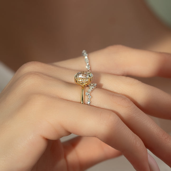 The Sydney Round Lab Diamond Moissanite Engagement Ring *Shown with 3 ct #material_gold