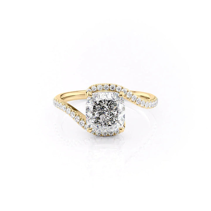 The Sylvia Set With Cushion Pave Moissanite#material_14k-gold