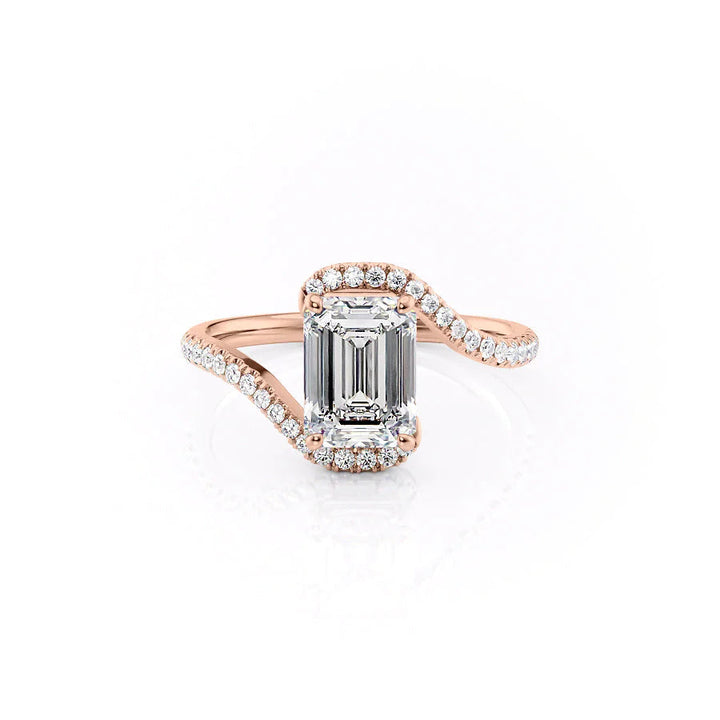 The Sylvia Set With Emerald Pave Lab Diamond 1 Carat 14K Rose#material_14k-rose