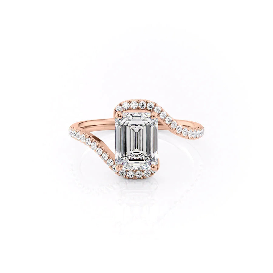 The Sylvia Set With Emerald Pave Moissanite#material_14k-rose