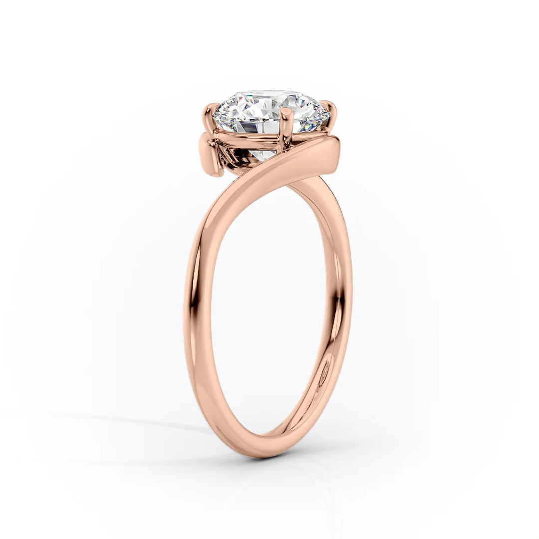 Rose gold ring with a diamond on a white background #material_rose
