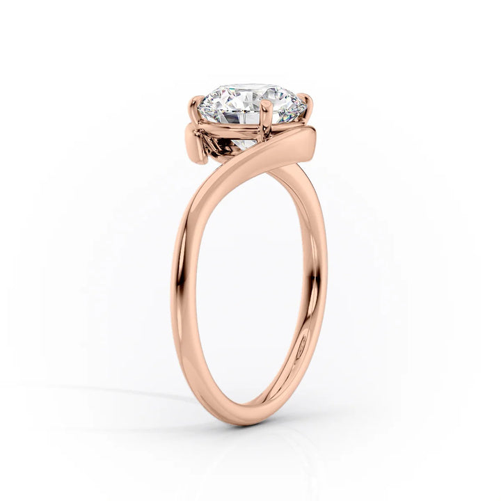 Rose gold ring with a diamond on a white background #material_rose