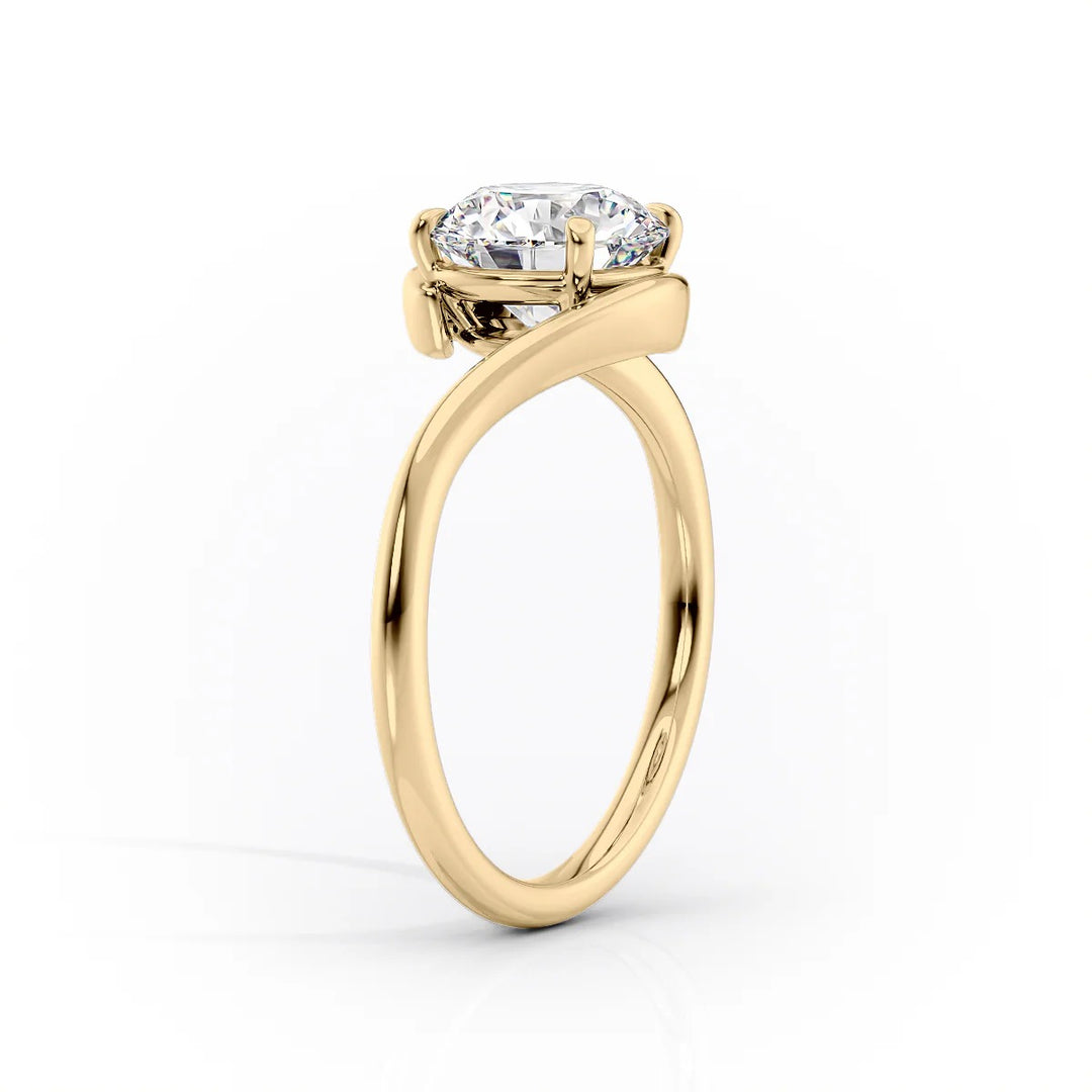 Gold ring with a diamond on a white background #material_gold