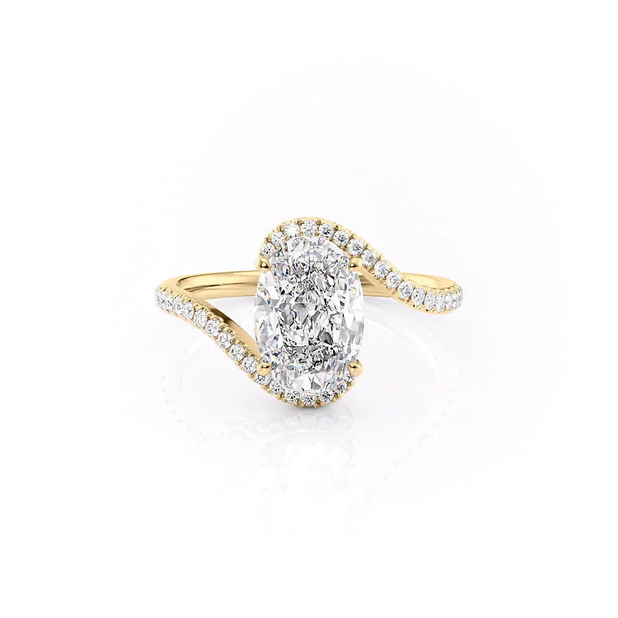 The Sylvia Set With Oval Pave Moissanite#material_14k-gold