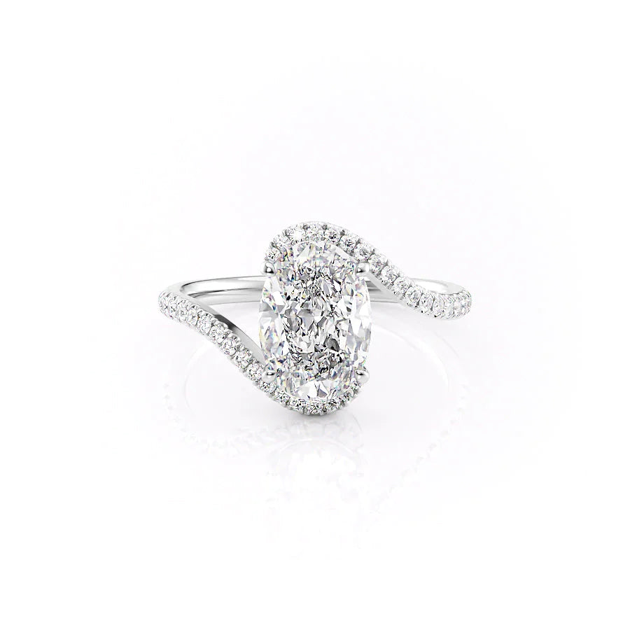 The Sylvia Set With Oval Pave Lab Diamond 1 Carat 14K White#material_14k-white