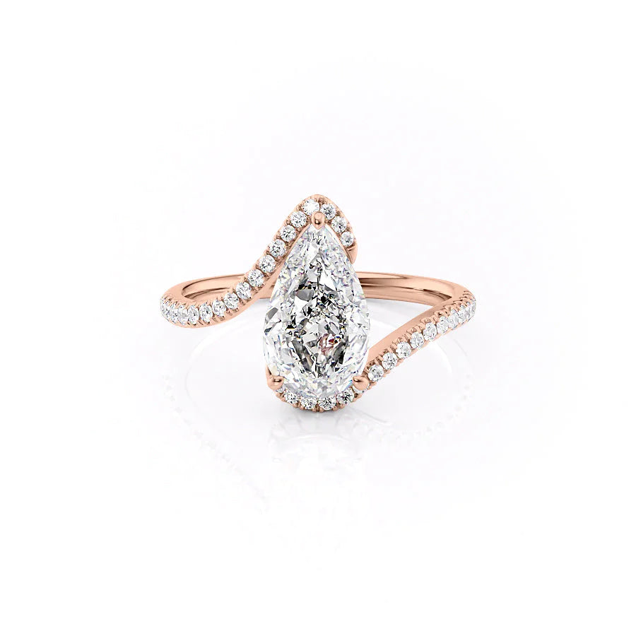 The Sylvia Set With Pear Pave Lab Diamond 1 Carat 14K Rose#material_14k-rose