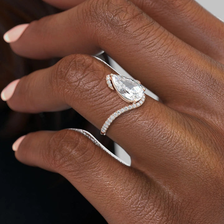 The Sylvia Set With Pear Pave Moissanite#material_14k-rose