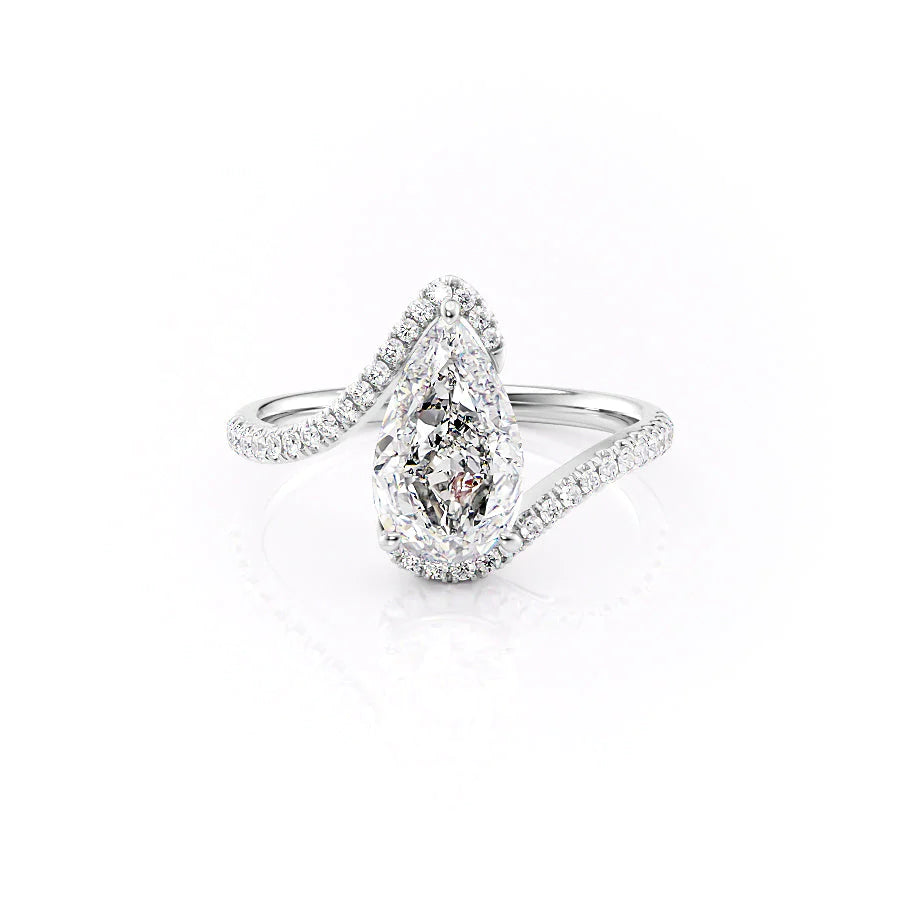 The Sylvia Set With Pear Pave Lab Diamond 1 Carat 14K White#material_14k-white