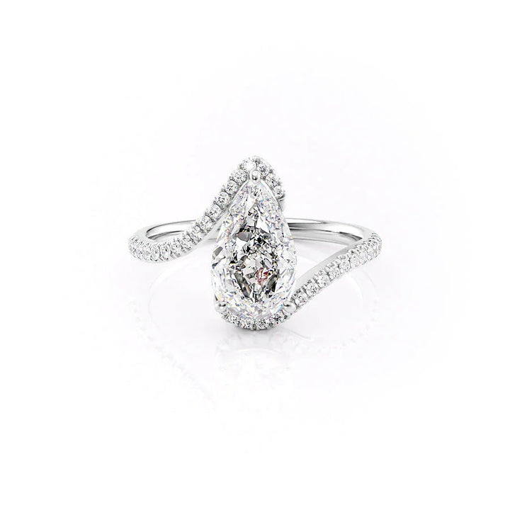 The Sylvia Set With Pear Pave Lab Diamond 1 Carat 14K White#material_14k-white