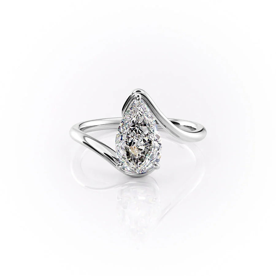 Diamond ring with a pear-shaped gemstone on a white background #material_white