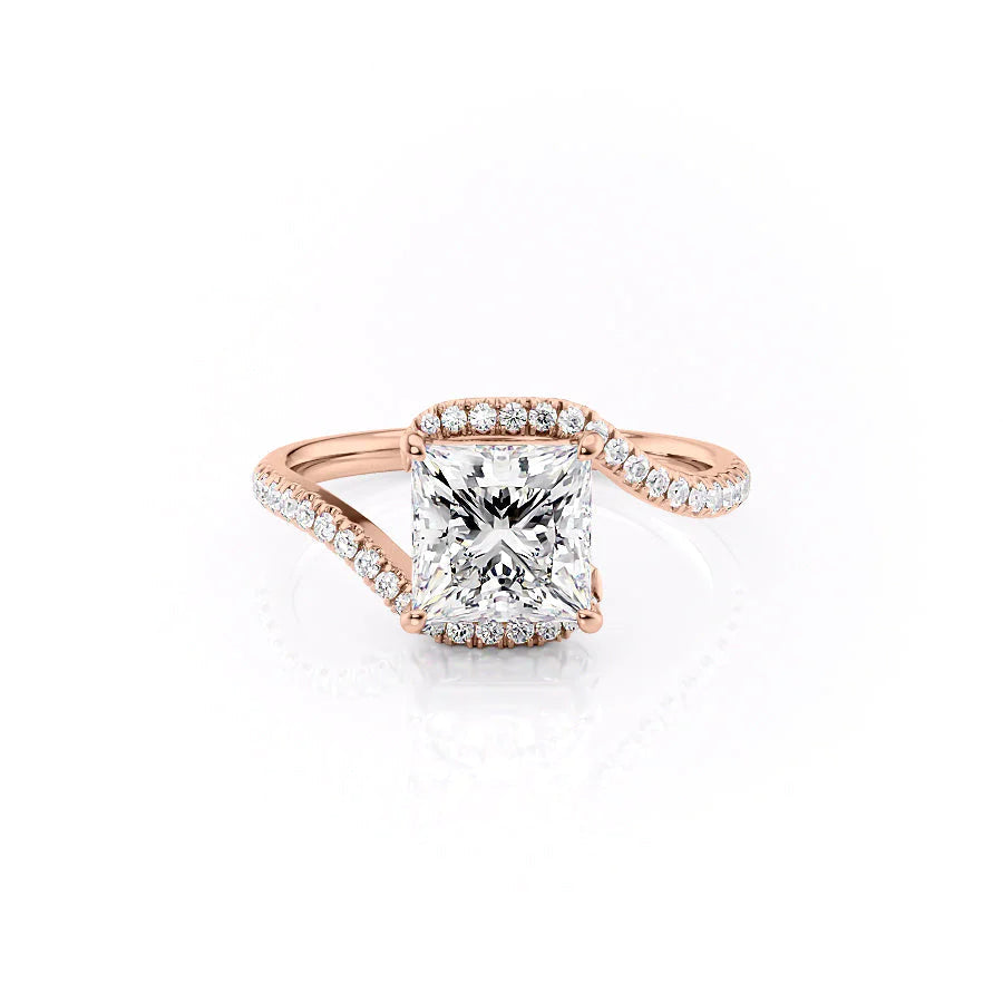 The Sylvia Set With Princess Pave Lab Diamond 1 Carat 14K Rose#material_14k-rose