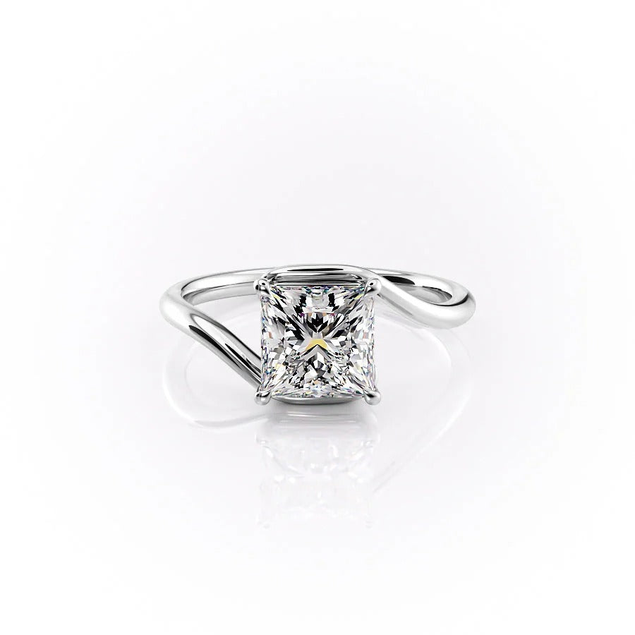 Diamond ring with a square-cut gemstone on a white background #material_white