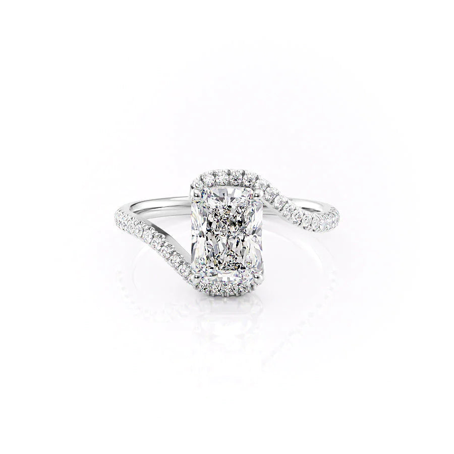 The Sylvia Set With Radiant Pave Lab Diamond 1 Carat 14K White#material_14k-white