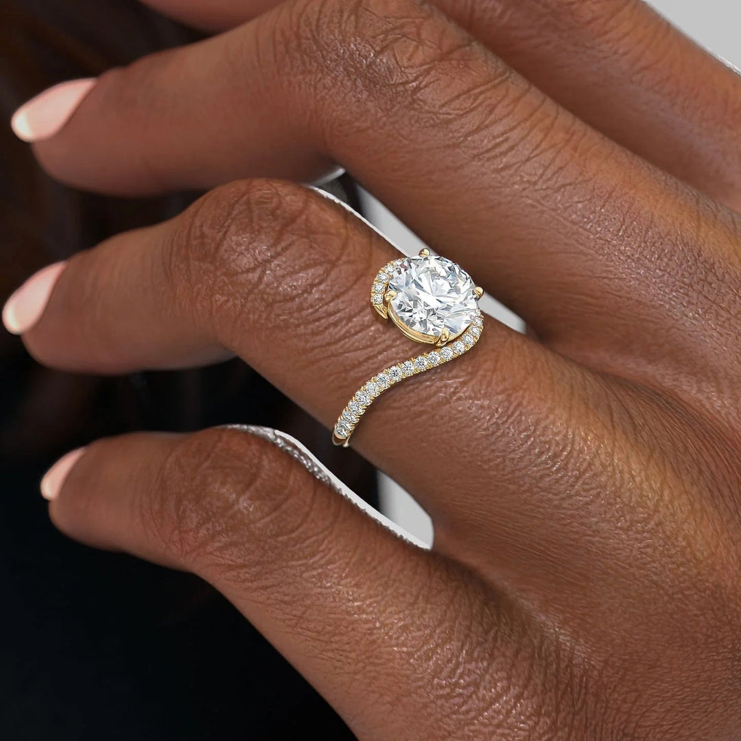 The Sylvia Set With Round Pave Lab Diamond 3 Carat 14K Gold#material_14k-gold