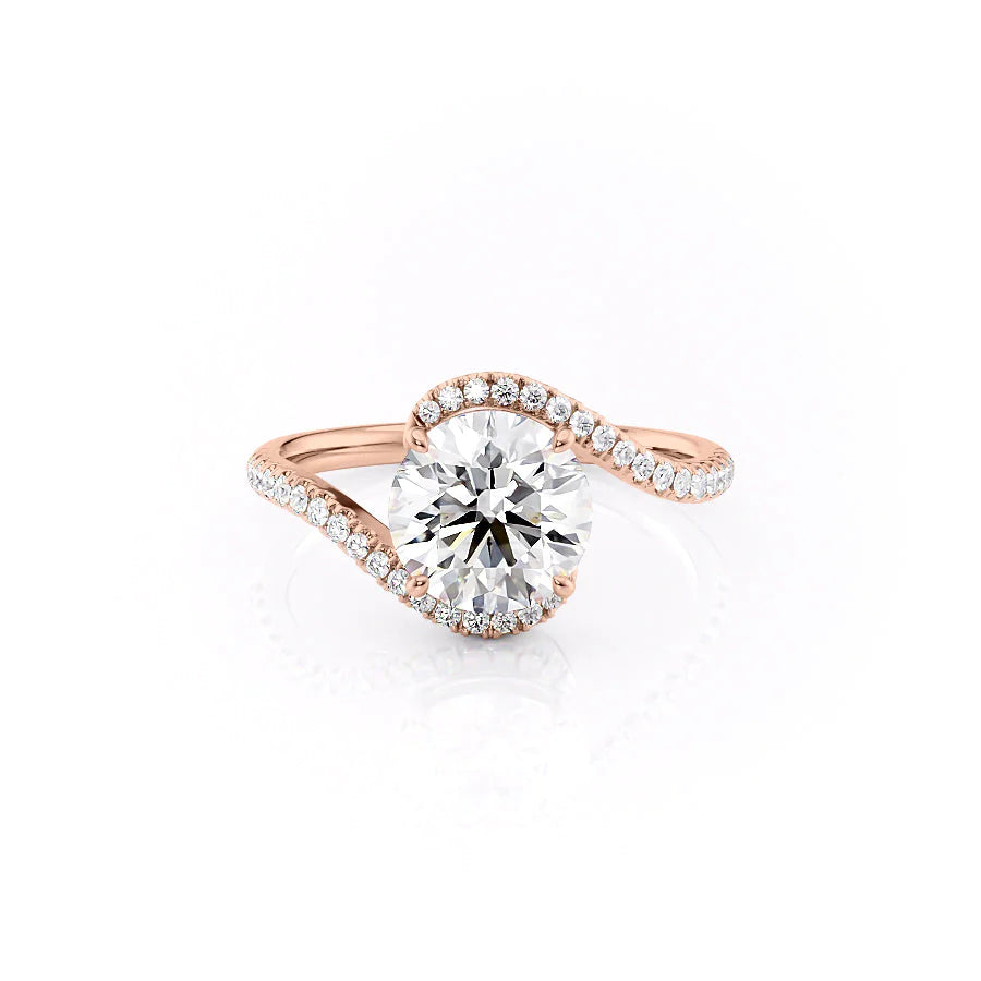 The Sylvia Set With Round Pave Lab Diamond 1 Carat 14K Rose#material_14k-rose