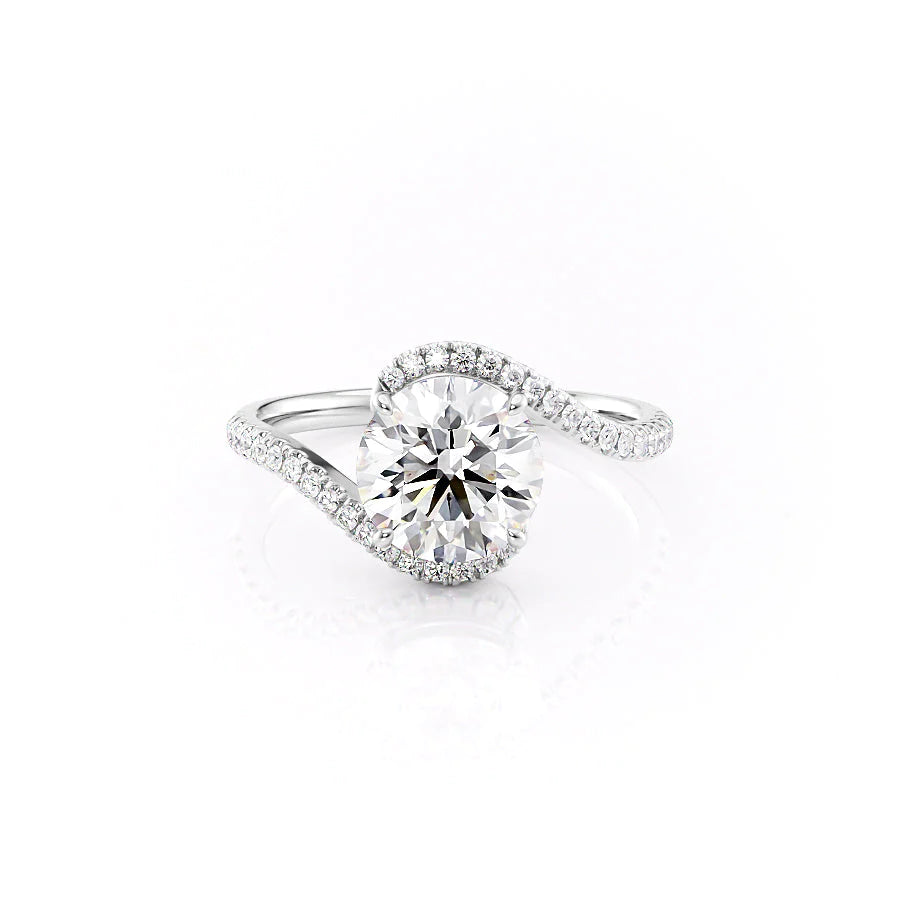 The Sylvia Set With Round Pave Lab Diamond 1 Carat 14K White#material_14k-white